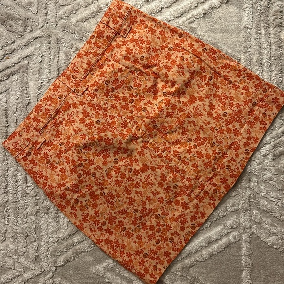 Retro Orange Floral Miniskirt Size 0 Pockets, Buttons, Wild Fable NEW 🧡🧡 - Picture 6 of 9